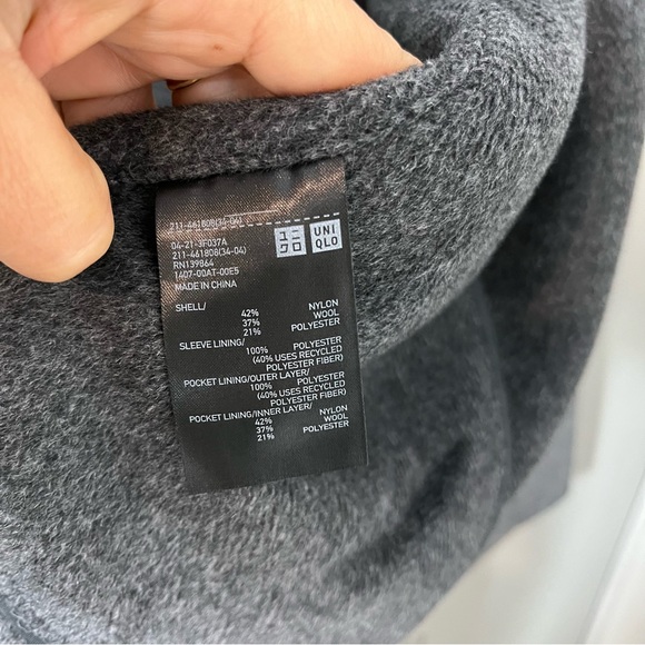 Uniqlo Minimalist Oversized Modern Double Face Wrap Coat Wool Blend size small - Picture 6 of 9
